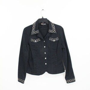 Christine Alexander Rhinestone Jacket Small Women Coat Black